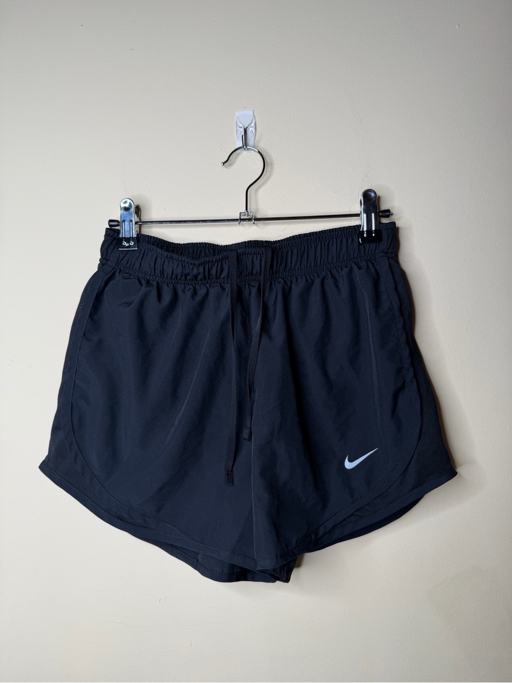 Nike Women’s Black Athletic Running Shorts with White Swoosh